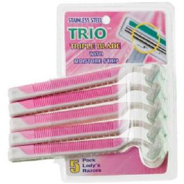 108 Bulk Item# 1017 5 Pc Lady Stainless Steel Triple Blade Razors