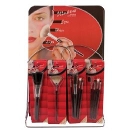 192 Bulk Illusions Cosmetic Brushes On Display Rack