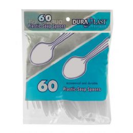 96 Bulk 60 Count Heavy Weight Plastic Soup Spoons