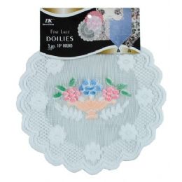 144 Bulk 3 Pc 10" Rd Airbrushed Lace Doilies