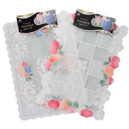 144 Bulk 2 Pc 13" X18" White/beige Lace Placemats