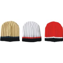 144 Bulk Mens Striped Ribbed Hat