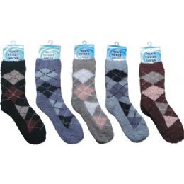 144 Bulk Mens Argyle Fuzzy Sock 10-13
