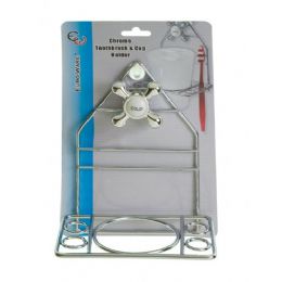 24 Bulk Chrome Toothbrush & Cup Holder