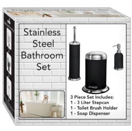 4 Bulk 3 Piece Stainless Steel Bathroom Set In Black