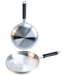 12 Bulk Polished Aluminum Fry Pan 9.5in