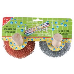 96 Bulk 2 Pk Metallic Scourer Pads With Knobs