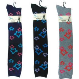 144 Bulk Knee High With Printed Star