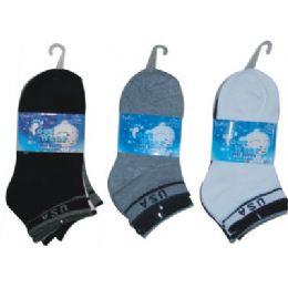 72 Bulk 3 Pair Solid Ankle Sock For Kids Size 6-8