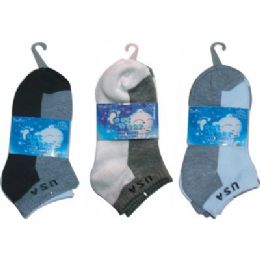 72 Bulk 3 Pair Solid Ankle Sock For Kids Size 4-6