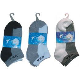 72 Bulk 3 Pair Solid Ankle Sock For Kids Size 6-8