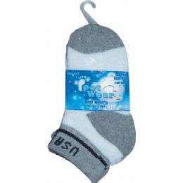 72 Bulk 3 Pair Solid Cotton Ankle Sock For Kids Size 4-6 Usa