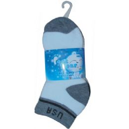 72 Bulk 3 Pair Solid Cotton Ankle Sock For Kids Size 6-8 Usa