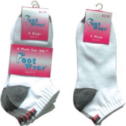 72 Bulk 4 Pair Pack Of Ladies Ankle Sock With Usa Flag