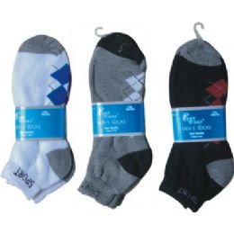 144 Bulk 2 Pair Mens Argyle Ankle Sock 9-11