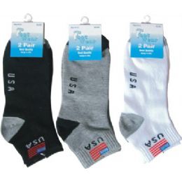 144 Bulk Ladies 2 Pair Pack 9-11 Sport Ankle Sock Usa