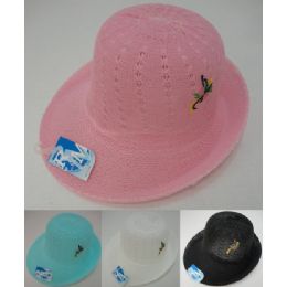 24 Bulk Ladies Mesh Embroidered Derby Hat