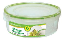 24 Bulk 6 Piece Round Plastic Container With Click And Lock Lids