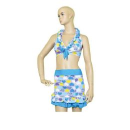 72 Bulk Woman Swim Suit 3 Piece Set Print