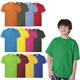 12 Bulk Billionhats Kids Youth Cotton Assorted Colors T-Shirts Size Medium