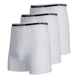 12 Bulk Blu Rock Men's Stretch Cotton Boxer Briefs (3 Pack) White Medium