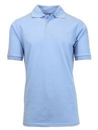 36 Bulk Boys Cotton Blend Short Sleeve School Uniform Polo Shirt - Solid Light Blue Size 7