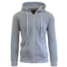 24 Bulk Boys FleecE-Lined Zip Up Hoodie Heather Grey Size Xlarge 18/20
