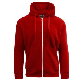 24 Bulk Boys FleecE-Lined Zip Up Hoodie Red Size Large 18/20