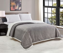 4 Bulk Braided Sherpa Blankets King Size 108 X90 Grey
