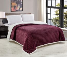4 Bulk Braided Sherpa Blankets King Size 108 X90 Plum