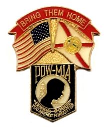 96 Bulk Brass Hat Pin, PoW-Mia Shield, "bring Them Home