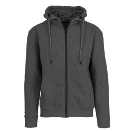 24 Bulk Charcoal Zip Up Fleece Lined Hoodies In Size M