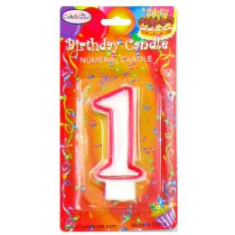 144 Bulk B-Day Candle Red Numeral #1