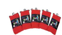 36 Bulk Girls Acrylic Tights In Red Size Assorted
