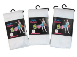 36 Bulk Girls Acrylic Tights In White Size Assorted