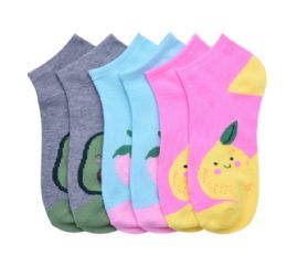 432 Bulk Girls Casual Assorted Fruit Spandex Ankle Socks Size 4-6