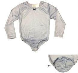 72 Bulk Girls Long Sleeve Leotard With Snap Bottom Size 6