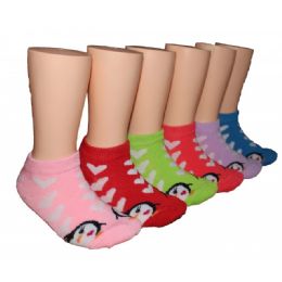 480 Bulk Girls Penguin Love Low Cut Ankle Socks Size 6-8
