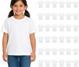 36 Bulk Girls Youth Cotton White T-Shirts Size Large