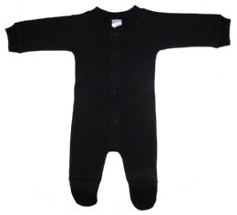24 Bulk Interlock Black CloseD-Toe Sleep Play Long Johns 3-6m