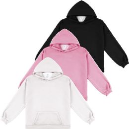 24 Bulk Junior Girls Light Weight Assorted Colors Cotton Fleece Hoodie Size S