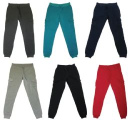 48 Bulk Junior Ladies Cargo Fleece Joggers Assorted Colors And Sizes