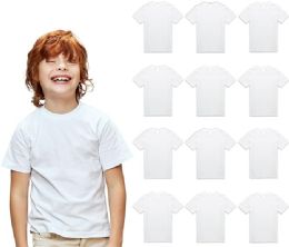72 Bulk Kids Youth Cotton White T Shirts Size M
