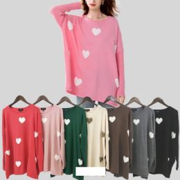 12 Bulk Knitted Cashmere Baggy Sweater Hearts Design S/m