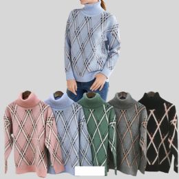 12 Bulk Knitted Cashmere Turtleneck Sweater Stripes Design L/xl