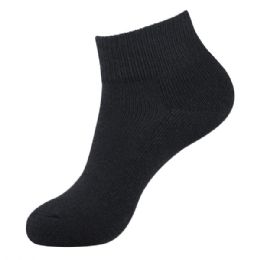 216 Bulk Knocker Boy's Half Cushioned Quarter Socks In Black Size 6-8