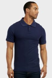 30 Bulk Knocker Mens Slim Polo Shirt In Navy Size 3xl