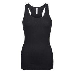 72 Bulk Ladies Cotton Ribbed Knit Racerback Tank Top Black Medium
