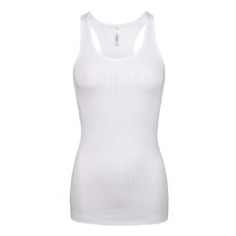 72 Bulk Ladies Cotton Ribbed Knit Racerback Tank Top White Large