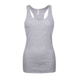 72 Bulk Ladies Cotton Ribbed Knit Racerback Tank Top H.grey Small